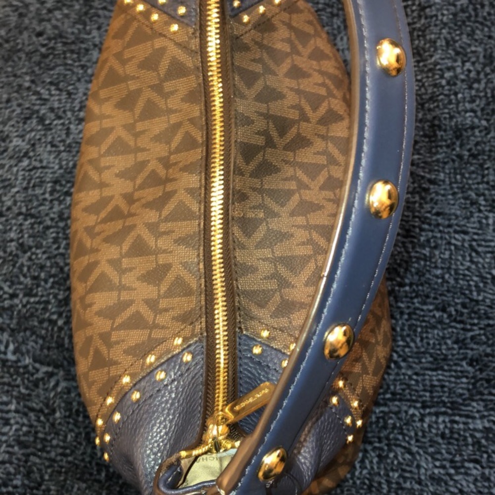 MICHAEL KORS BROWN & BLUE LEATHER  AUTHENTIC BAG - Picture 3 of 4